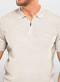 Short Sleeve Cotton Zip Polo Shirt 