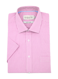 Double Two Short Sleeve Gingham Check Sh 