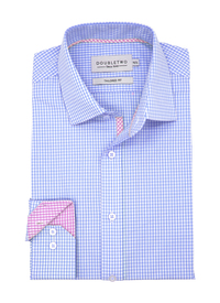 Double Two Long Sleeve Gingham Check Shi 