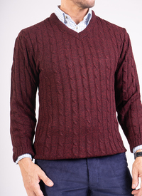 SOFT TOUCH CABLE KNIT V NECK JUMPER 