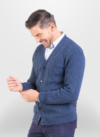 SOFT TOUCH CABLE KNIT BUTTON CARDIGAN 