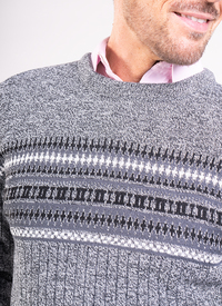 Ribbed Crewneck Jumper with Pattern Deta 