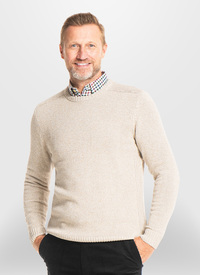 Marl Effect Crewneck Jumper with Ribbed 