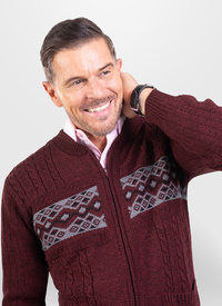 Jacquard Pattern Full Zip Soft Knit Card 