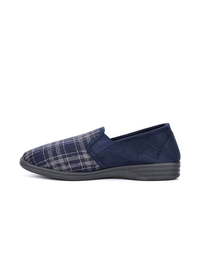 LUXURY FULL SLIPPERS NAVY CHECK 