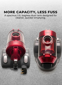 800w Bagless Corded Cyclone Vacuum - Red