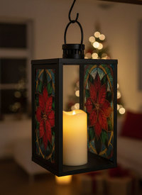 Christmas Glass Lantern | Stained-Glass Style