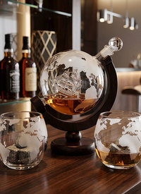 Whiskey Decanter | Globe Shape With Glasses Whiskey Decanter | Globe Shape With Glasses