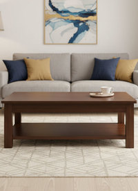 Modern Rectangular Coffee Table in Natural Nut Brown Finish