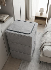 Set of 3 Foldable Fabric Storage Boxes with Zip Access