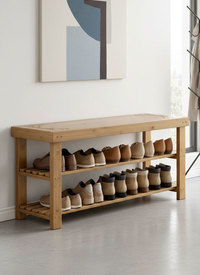 Bamboo Shoe Rack Storage Organiser, Holds 20-25 Pairs Bamboo Shoe Rack Storage Organiser, Holds 20-25 Pairs