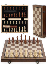 Magnetic Foldable Chess Board Game, 29cm Wooden Board