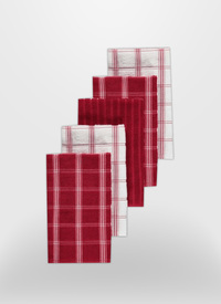 5 Pack Check Tea Towels 