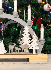 Battery Powered Wooden Festive Candle Bridge