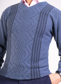 V Neck Patterned Sweater 