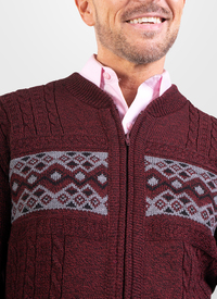Jacquard Pattern Full Zip Soft Knit Card 