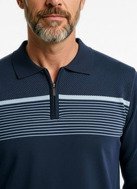 Mens Quarter Zip Long Sleeve Polo 
