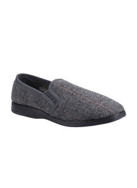 Navy Herringbone Textile Slippers Navy Herringbone Textile Slippers