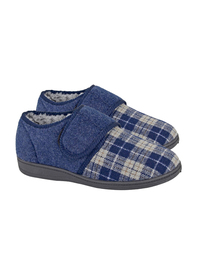 Navy Check Touch Fastening Slippers Navy Check Touch Fastening Slippers