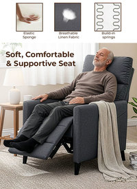 Push-Back Linen Recliner Armchair