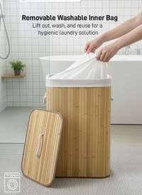 Laundry Basket with Lid | Bamboo Collapsible
