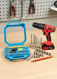 21 V Cordless Drill with 1 Battery & 101 Pieces Set 21 V Cordless Drill with 1 Battery & 101 Pieces Set
