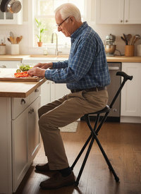 2 in 1 Walking Stick with Folding Seat