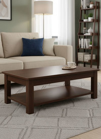 Modern Rectangular Coffee Table in Natural Nut Brown Finish