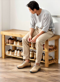 Bamboo Shoe Rack Storage Organiser, Holds 20-25 Pairs Bamboo Shoe Rack Storage Organiser, Holds 20-25 Pairs