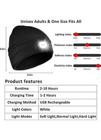 LED HEAD TORCH BEANIE HAT 