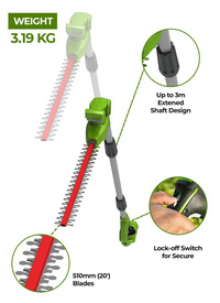 'Greenworks 24 Volt 51cm Cordless Pole Hedge Trimmer (Tool Only)