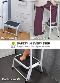 Bathroom Step Stool with Handrail