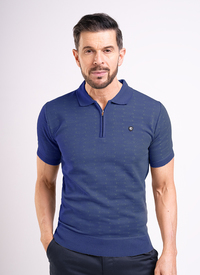 Knitted Zip Neck Polo 