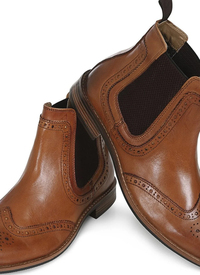 Tan Leather Brogue Twin Gusset Boot 