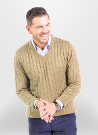 SOFT TOUCH CABLE KNIT V NECK JUMPER 