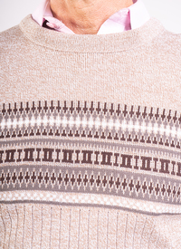 Ribbed Crewneck Jumper with Pattern Deta 