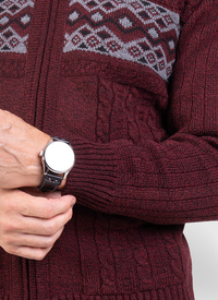 Jacquard Pattern Full Zip Soft Knit Card 
