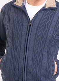 Fleece Sherpa Collar Cable Zip Cardigan Fleece Sherpa Collar Cable Zip Cardigan