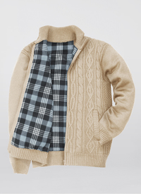 Ripon zip Fleece Cable Knit Cardigan 