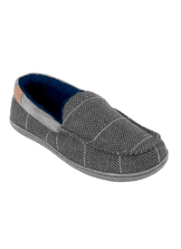 Brown Tweed Textile Moccasin Style Slipp 