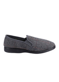 Navy Herringbone Textile Slippers Navy Herringbone Textile Slippers