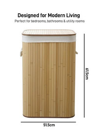 Laundry Basket with Lid | Bamboo Collapsible Laundry Basket with Lid | Bamboo Collapsible