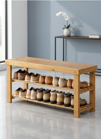 Bamboo Shoe Rack Storage Organiser, Holds 20-25 Pairs