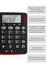 Senior Friendly Big Button Phone with Emergency Call Pendant