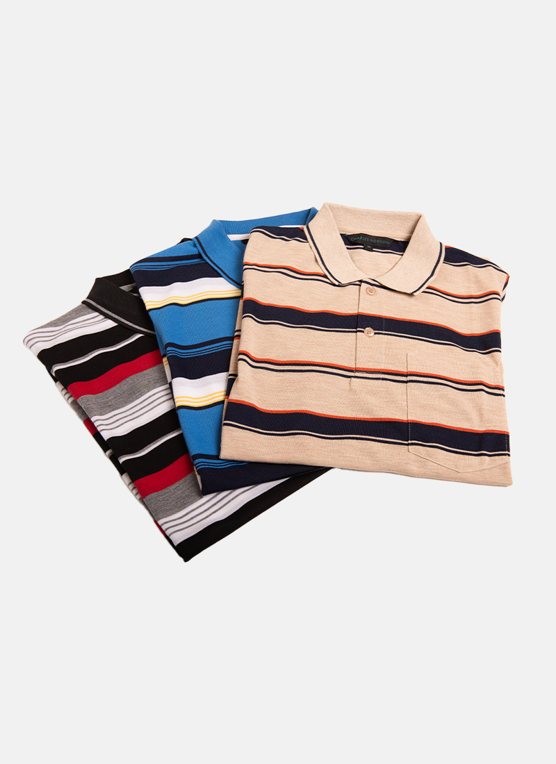 Casual Horizontal Striped Polo