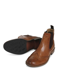 Tan Leather Brogue Twin Gusset Boot 