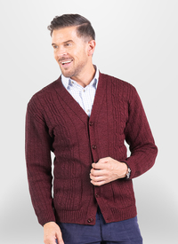 SOFT TOUCH CABLE KNIT BUTTON CARDIGAN 