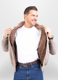 CHENILLE FLEECE LINED ZIP CARDIGAN 