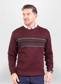 Ribbed Crewneck Jumper with Pattern Deta 