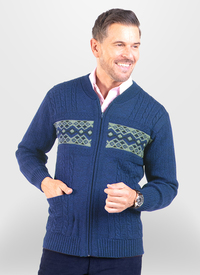 Jacquard Pattern Full Zip Soft Knit Card 